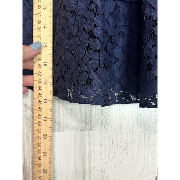 NEW MILLY Wyatt Cotton Lace Skirt 8 Navy Tiered Floral Smocked Waist Angst $325 - Picture 10 of 14